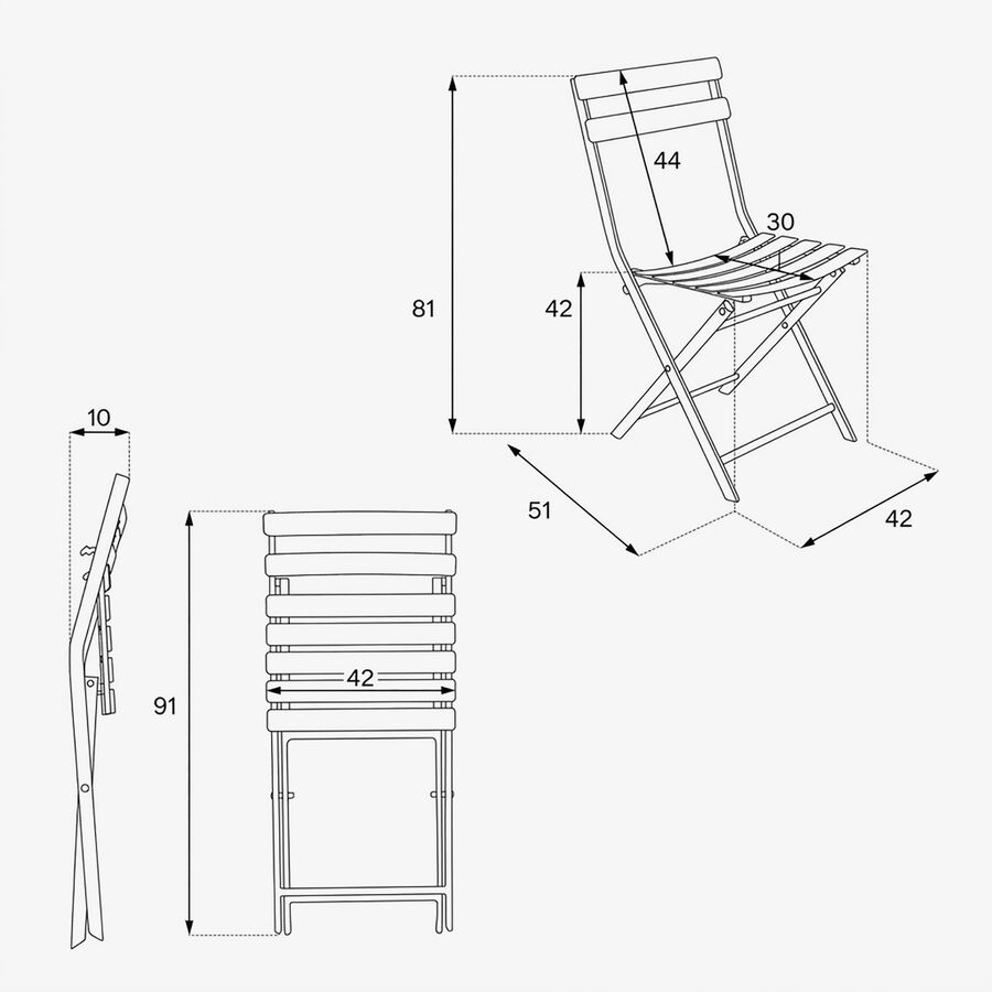 Silla de jard&iacute;n plegable de acero mostaza Dixie 42x51x81cm
