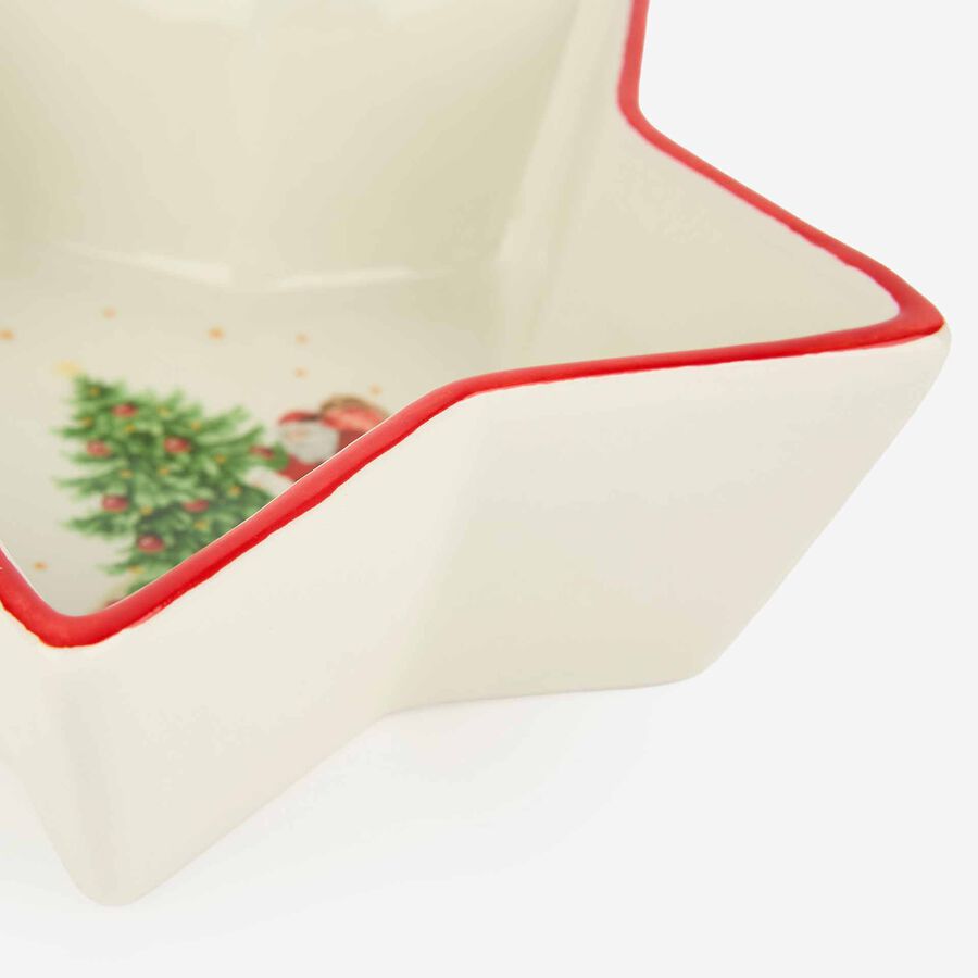 Bol estrella de cer&aacute;mica Santa Claus con &aacute;rbol 18cm