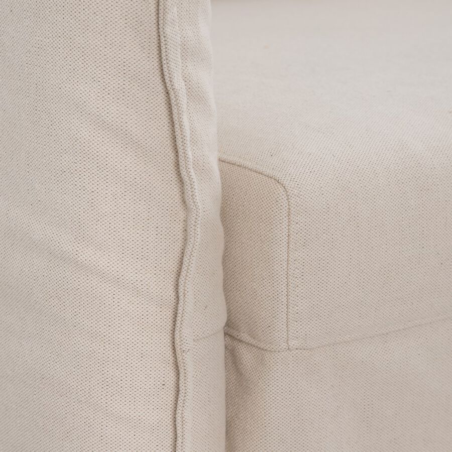 Sofá cama de algodón y lino beige 215x100x97cm