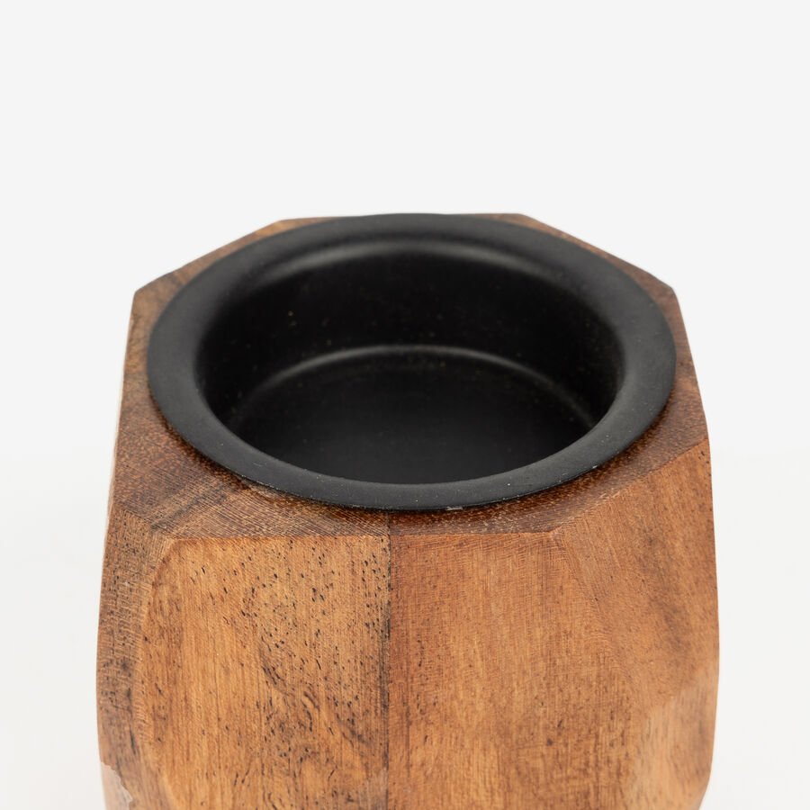 Portavelas de madera de acacia 6cm