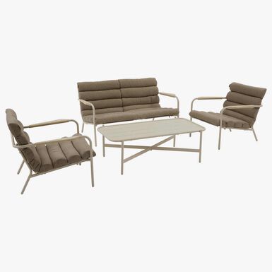Conjunto de jard&iacute;n para 4 personas de acero crema Solani