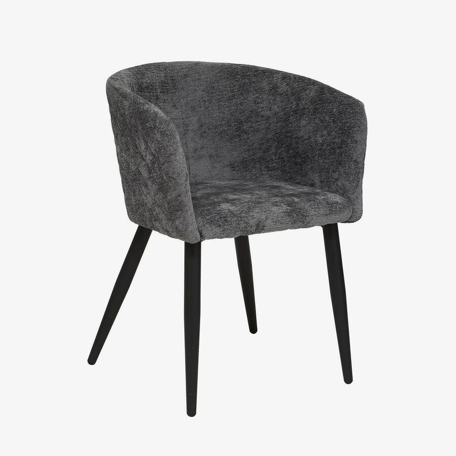 Sill&oacute;n de comedor gris de chenilla con patas negras Zarel 