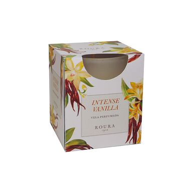 Vela con vaso con aroma de vainilla