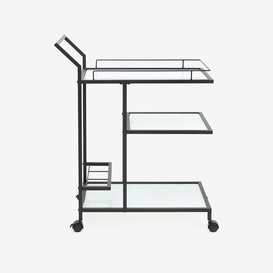 Camarera de metal y cristal negro 38x70x86cm