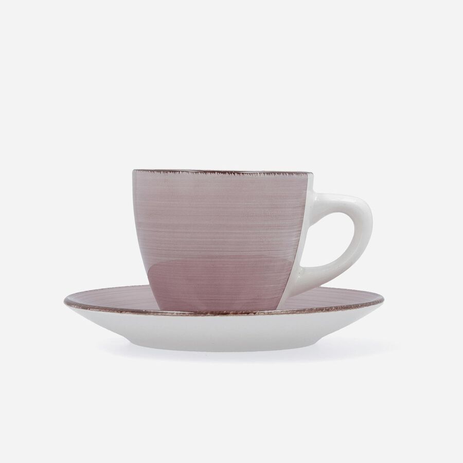 Set 2 tazas con plato rosa de gres Vita 22cl