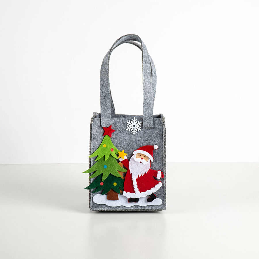 Bolsa gris Santa Claus fieltro