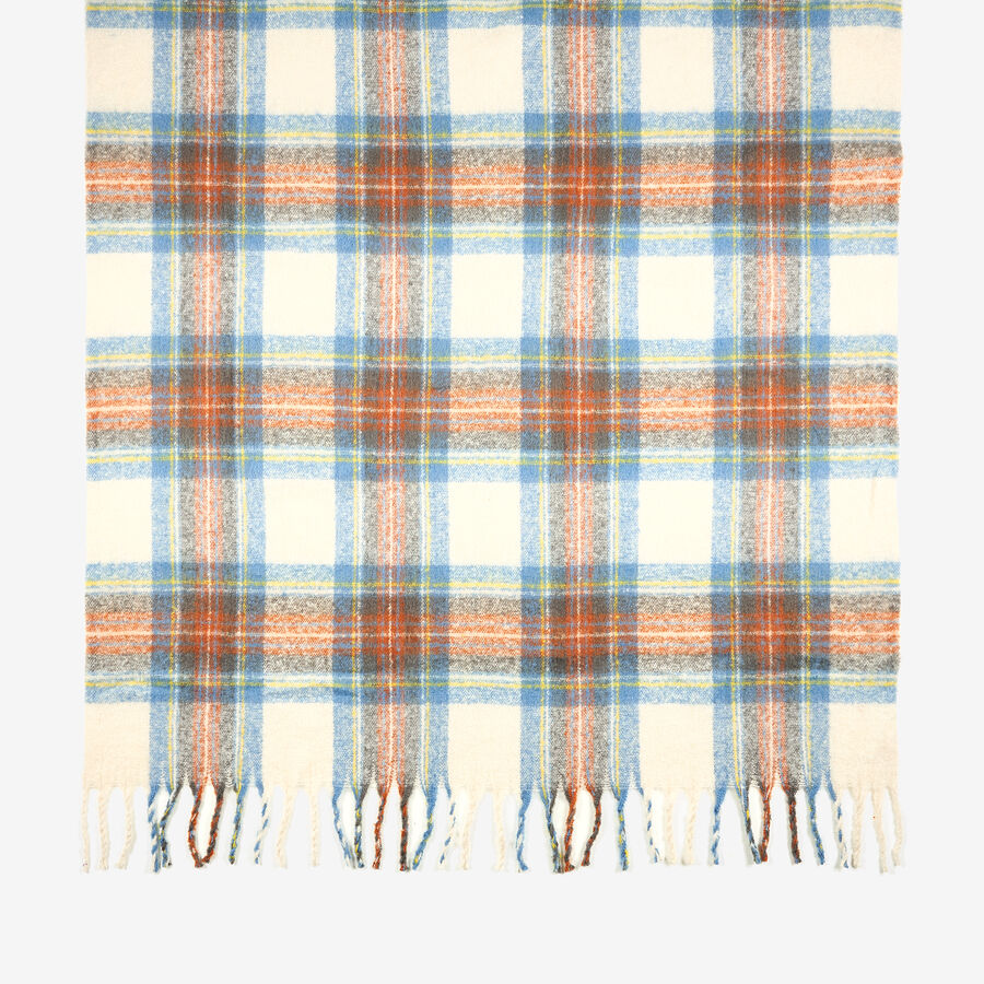 Manta efecto mohair de cuadros azul 130x150cm