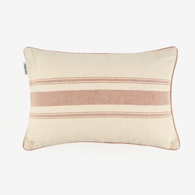 Funda de cojín beige con rayas teja Niza 30x45cm