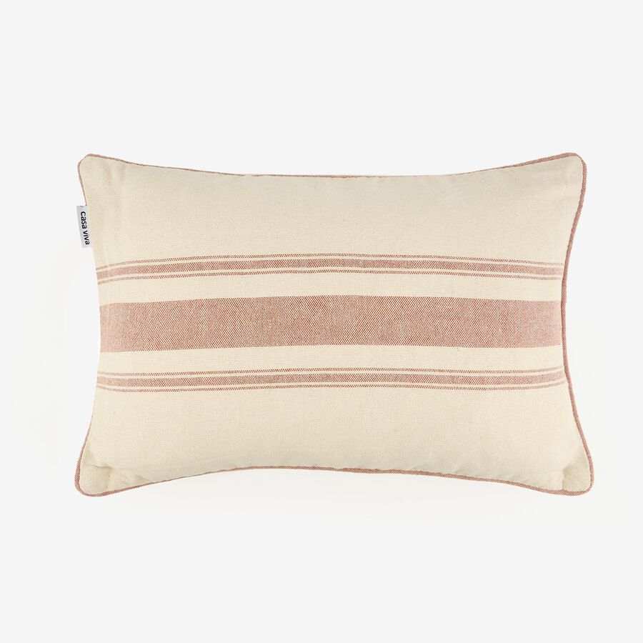 Funda de cojín beige con rayas teja Niza 30x45cm
