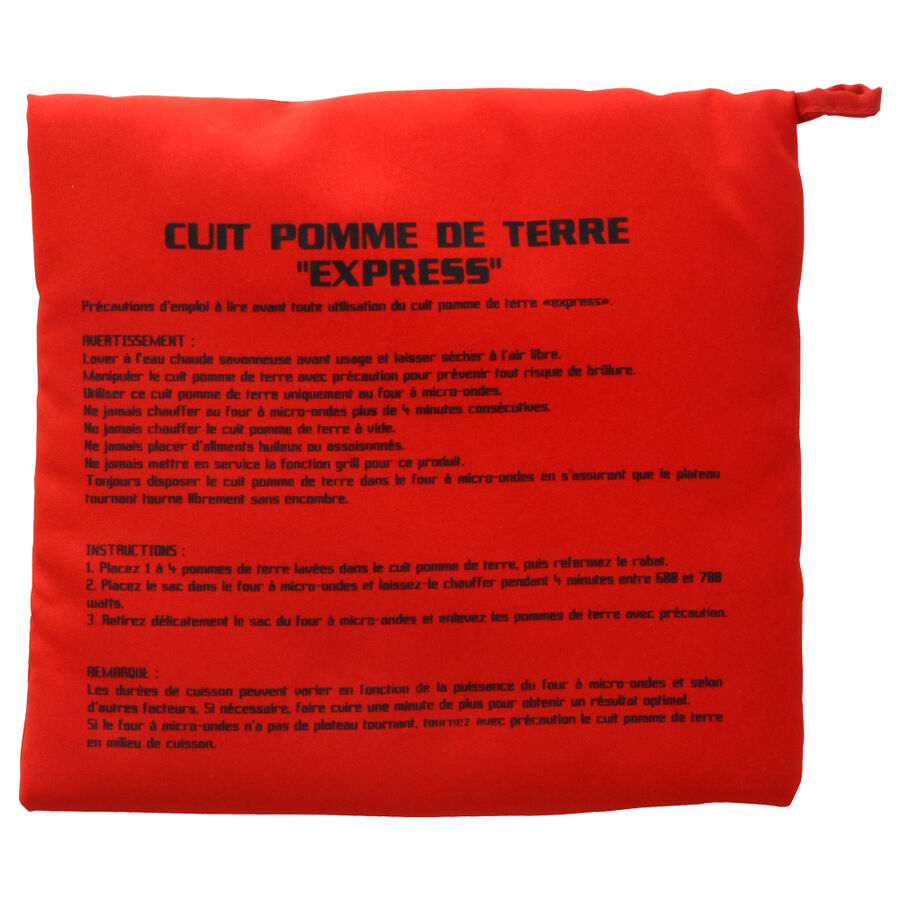 Cocedor de patatas para microondas de algod&oacute;n y poli&eacute;ster 26x20x2,5cm