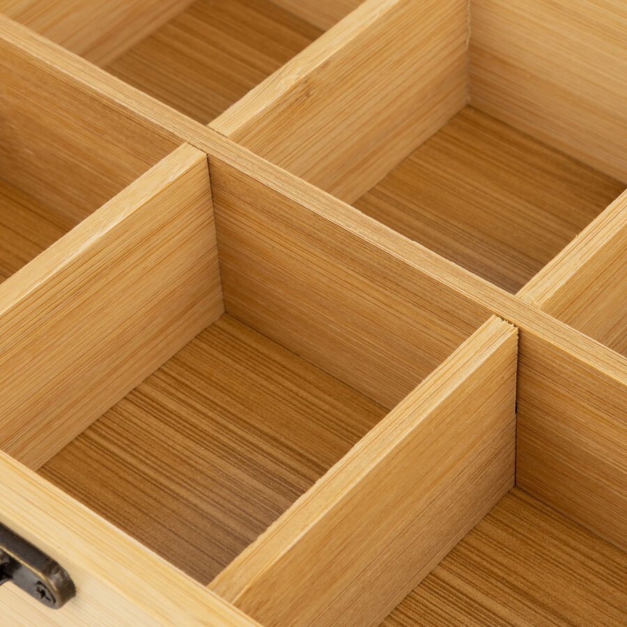 Caja de t&eacute; de bamb&uacute; con 6 compartimentos 21x16cm