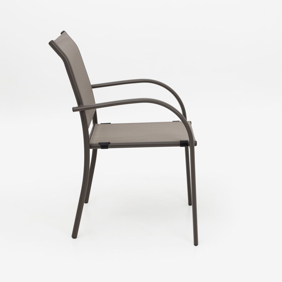 Silla de jardín apilable con reposabrazos de aluminio marrón Feroe 65x56x88cm
