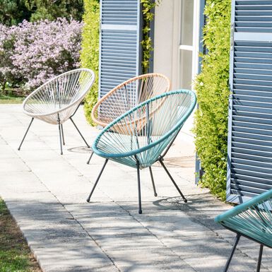 Silla de jardín de ratán sintético verde agua Acapulco 72x90x83cm