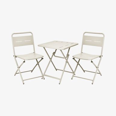 Set de jardín de mesa y 2 sillas de acero inoxidable blanco Bistro