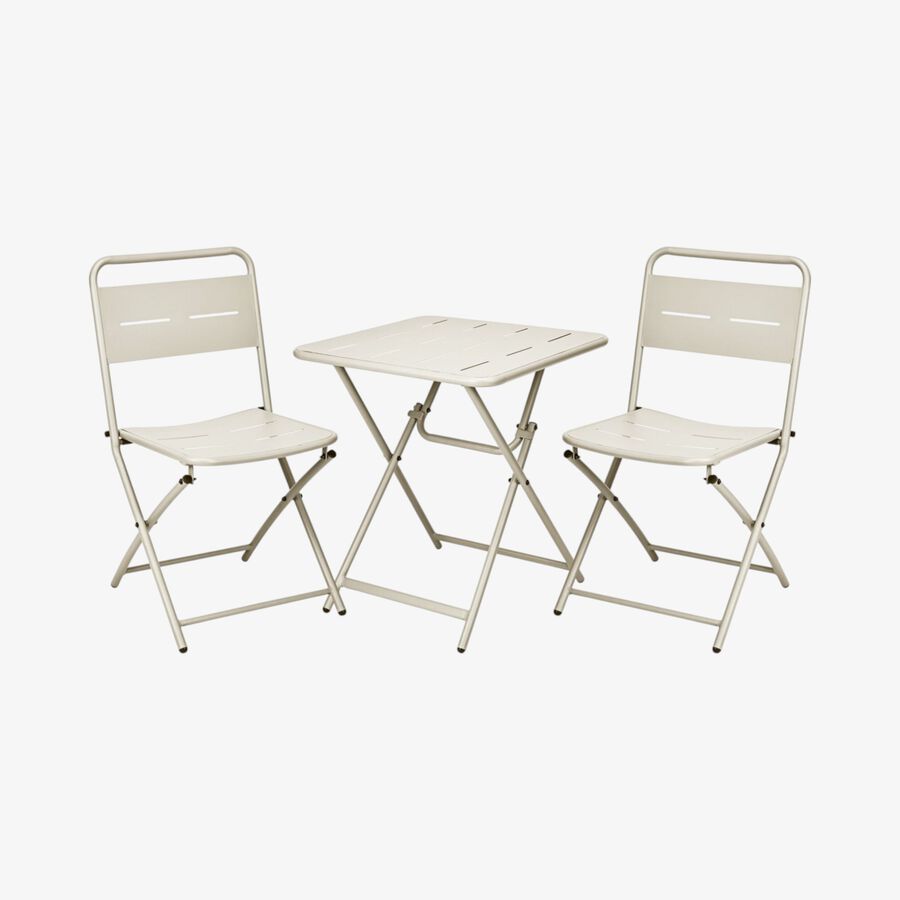 Set de jardín de mesa y 2 sillas de acero inoxidable blanco Bistro