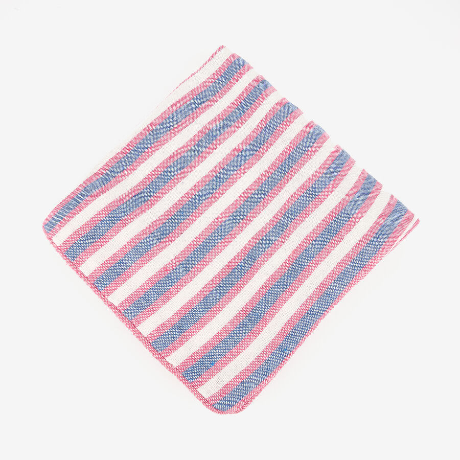 Funda de cojín de algodón rayas azules y rojas Marita 45x45cm