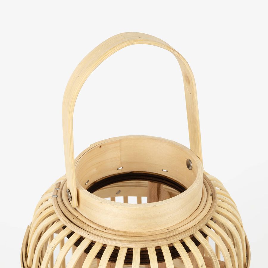 Farol de madera de bambú Chairo Ø24x19cm