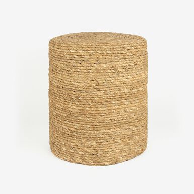 Puf de junco marr&oacute;n Adie &Oslash;34x42cm