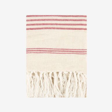 Pareo de algodón con flecos rayas rojas Cervia 85x170cm