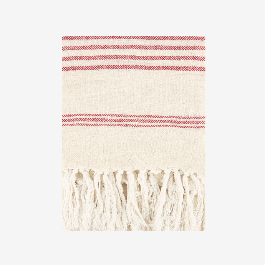 Pareo de algodón con flecos rayas rojas Cervia 85x170cm