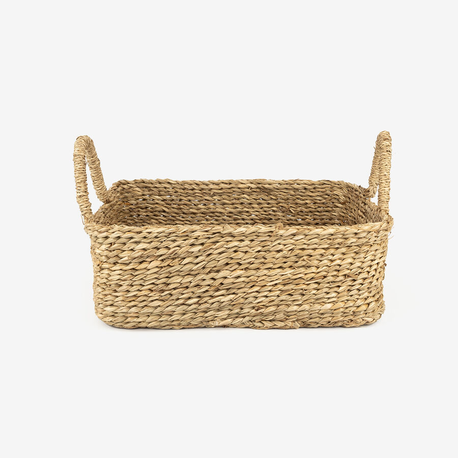 Cesta de fibra natural con asas Pilon 39x30x13cm