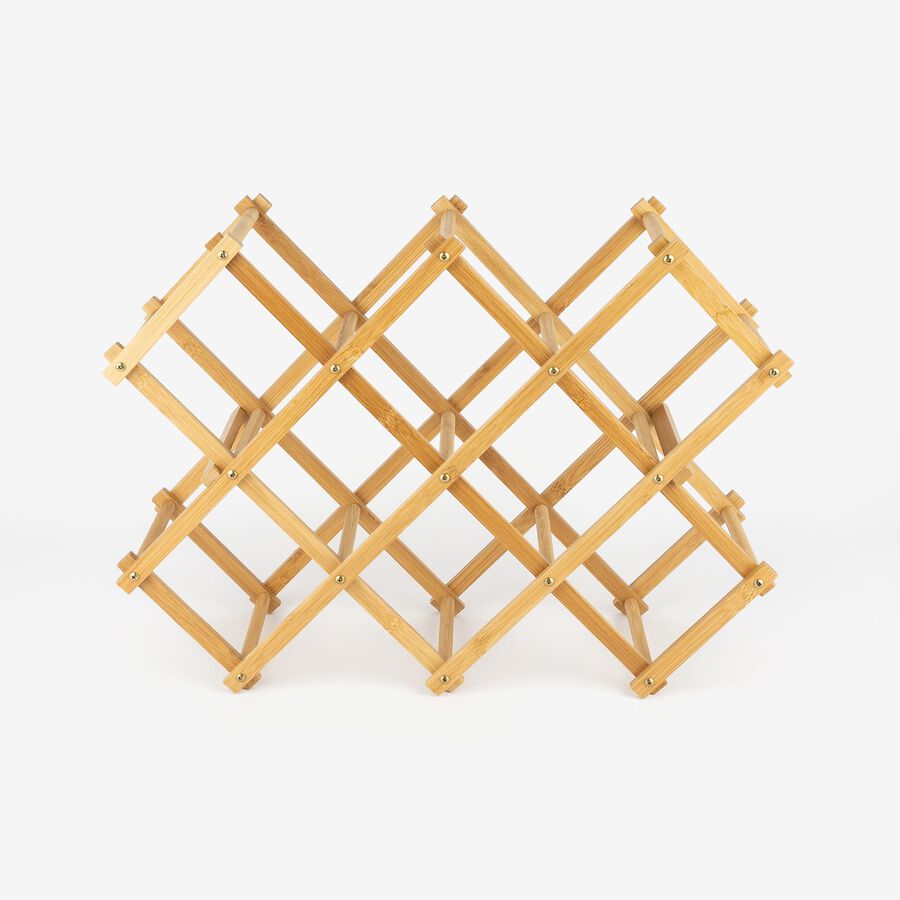 Botellero para 10 botellas plegable de bamb&uacute; 55x17x37cm