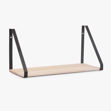 Estante de pared de madera y acero negro 40x18x20cm