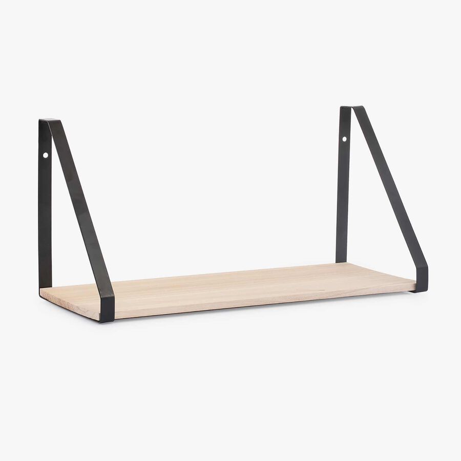 Estante de pared de madera y acero negro 40x18x20cm