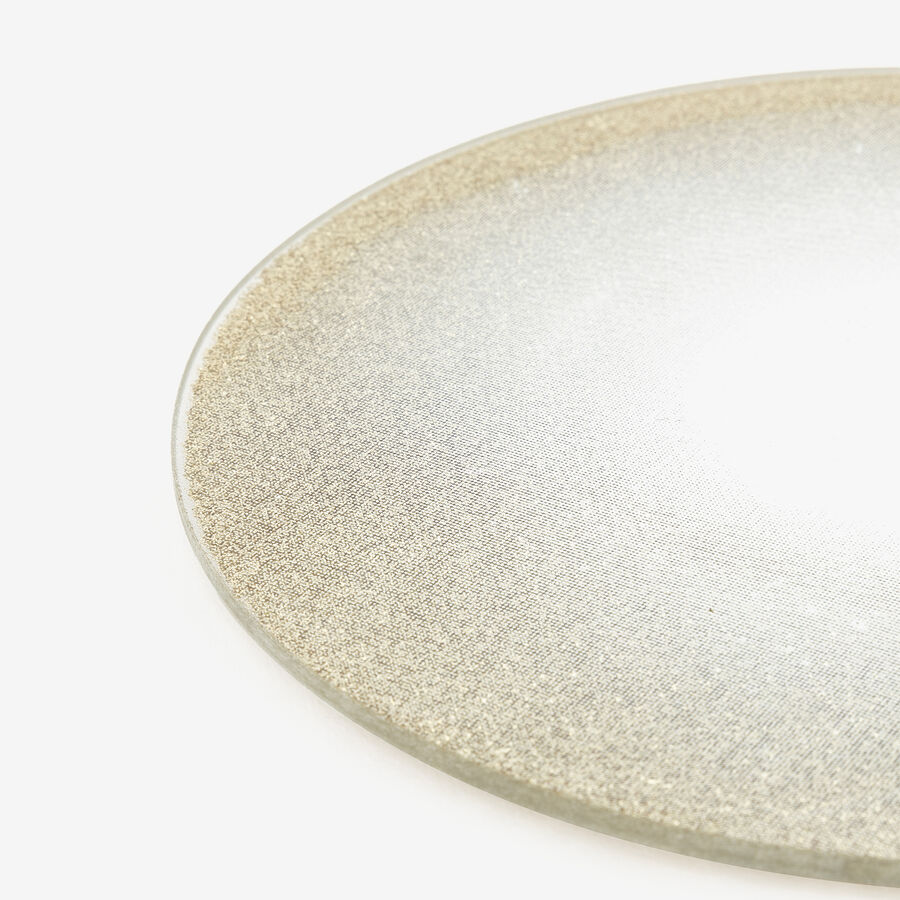 Portavelas de cristal dorado con purpurina Ø15cm