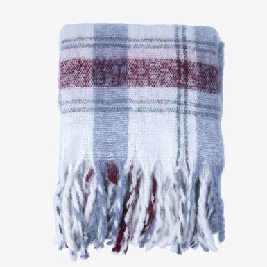 Manta efecto mohair de cuadros azul y burdeos 130x150cm Clau&Chloe