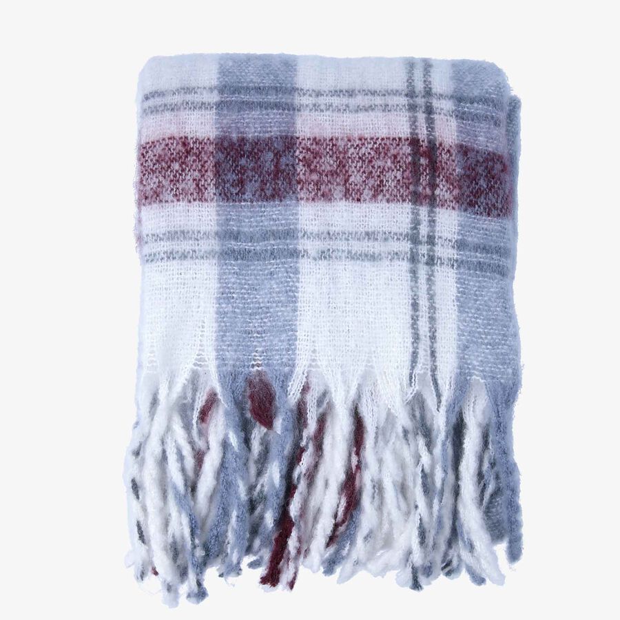 Manta efecto mohair de cuadros azul y burdeos 130x150cm Clau&Chloe
