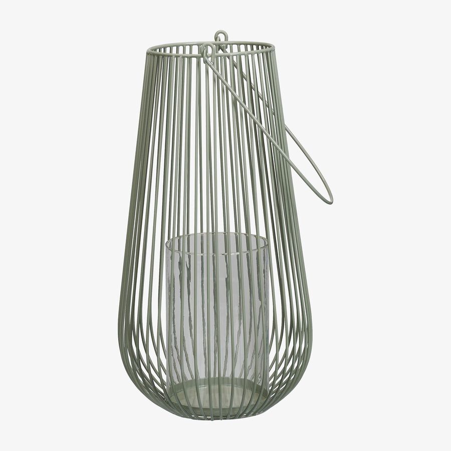 Farol de hierro verde oliva Luma 24x24x46,5cm