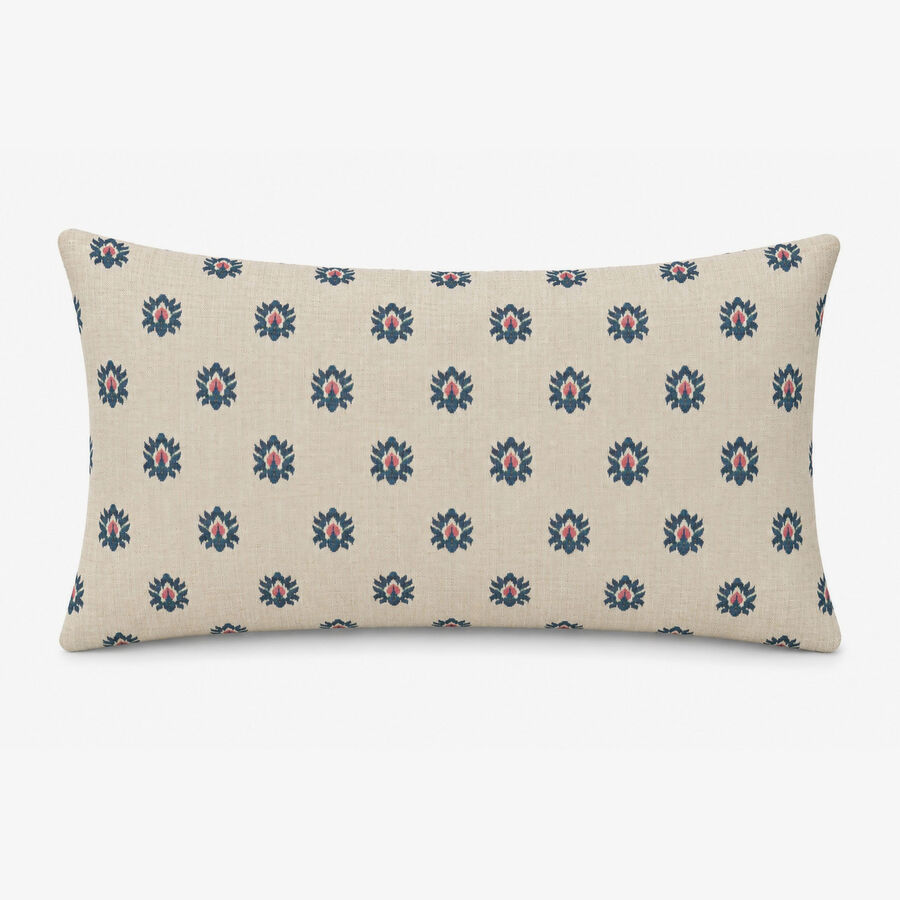Funda de coj&iacute;n reversible azul de algod&oacute;n y poli&eacute;ster Sira 30x45cm