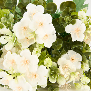 Ramo de flores pequeñas artificiales blanco 40cm