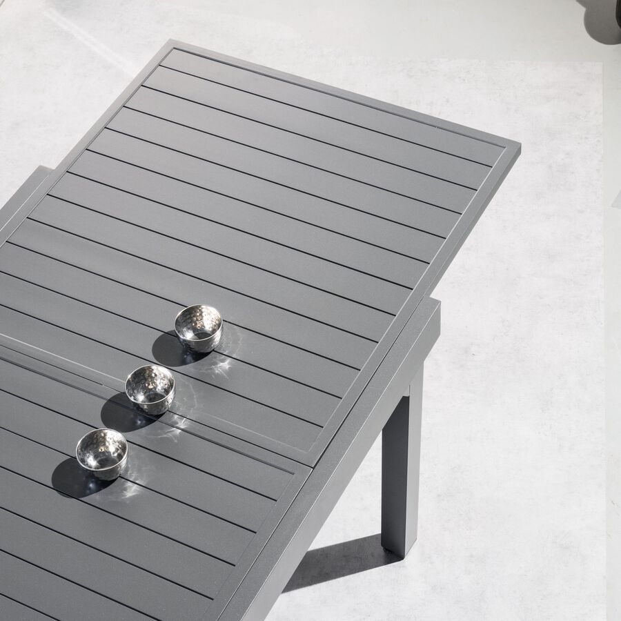 Mesa de jard&iacute;n extensible de aluminio gris oscuro Paros 90/180x90x75cm