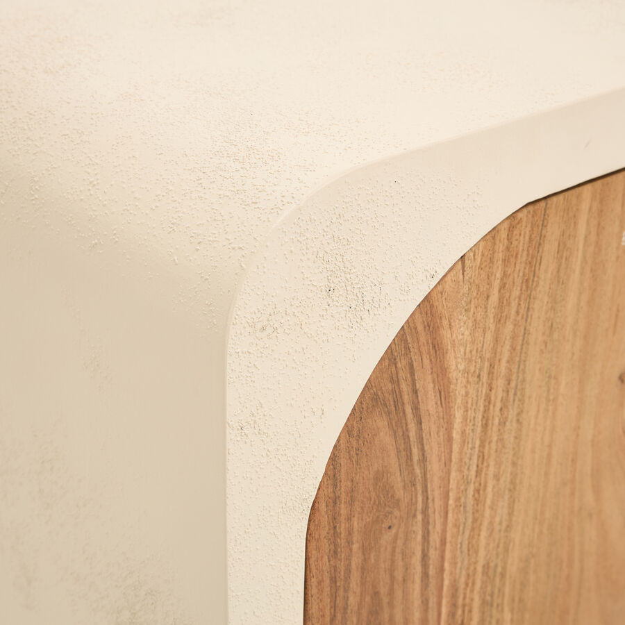 Mueble de TV de microcemento y madera de acacia Kurli 140x35x45cm Clau&Chloe