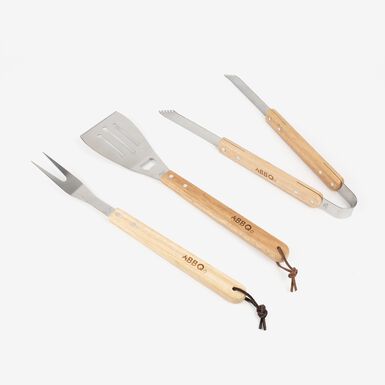 Conjunto de tres utensilios para barbacoa de acero inoxidable