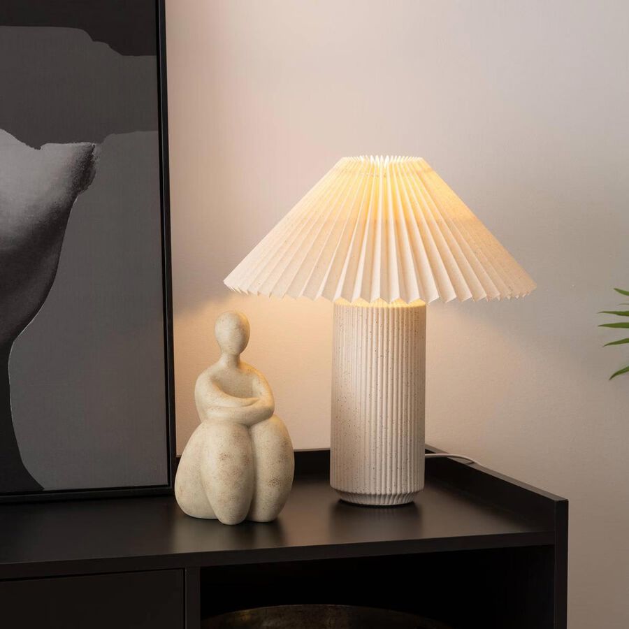 L&aacute;mpara de mesa Talya de porcelana beige 38cm