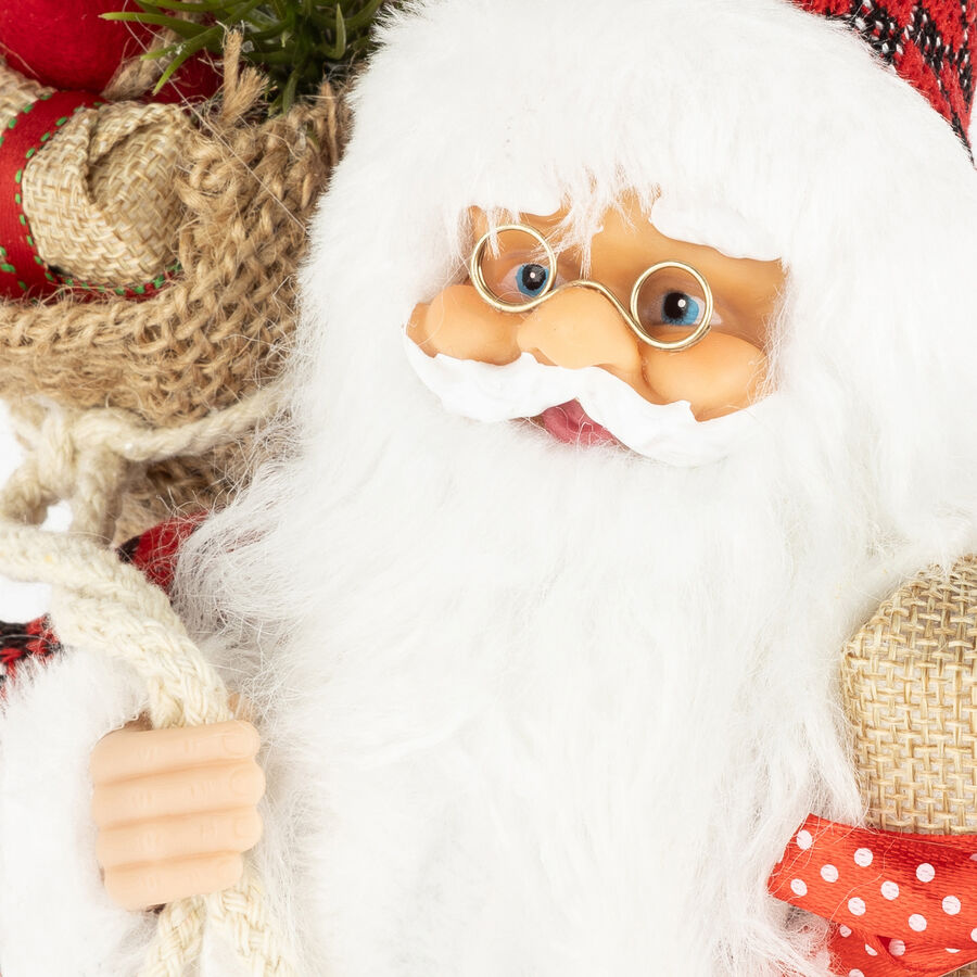 Figura decorativa Santa Claus con saco de regalos 30cm