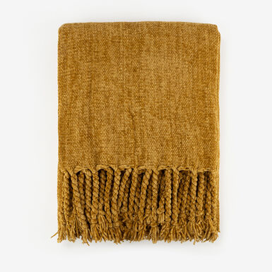 Manta de chenilla mostaza Ottawa 130x150cm