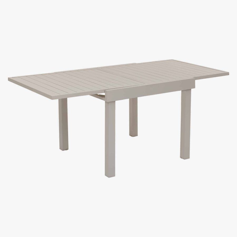 Mesa de comedor de jard&iacute;n extensible de aluminio crema Piazor 90x90x76cm