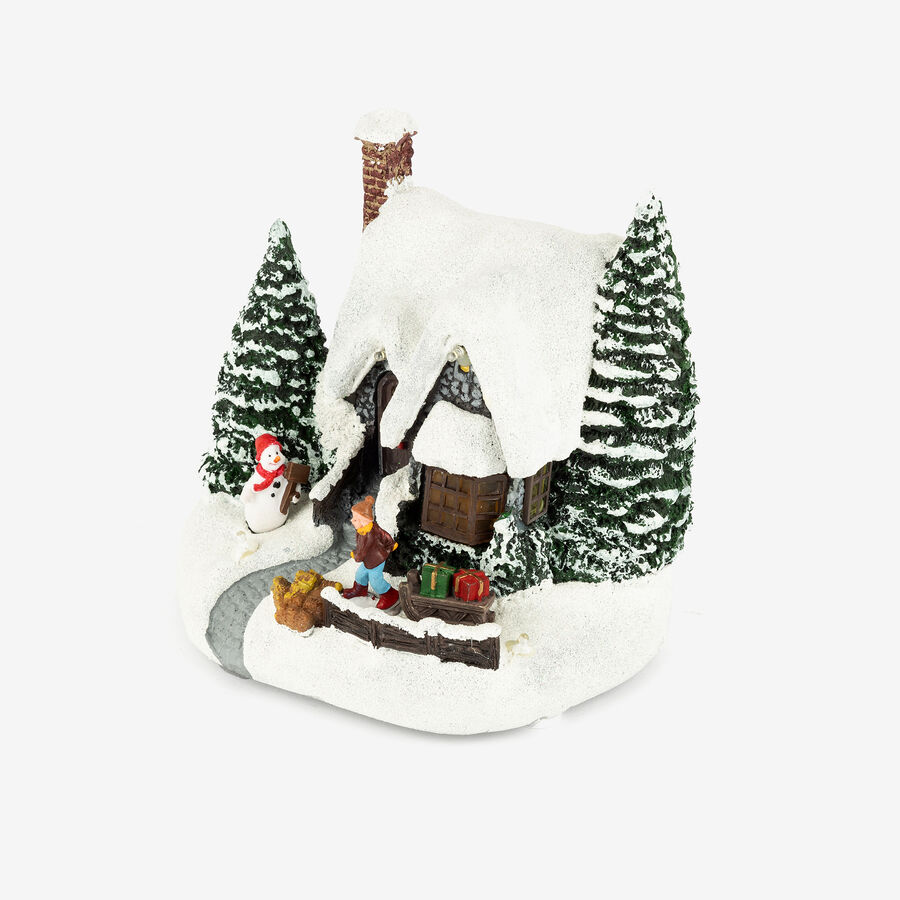 Figura decorativa con luz LED Casita nevada 17x14x15,5cm