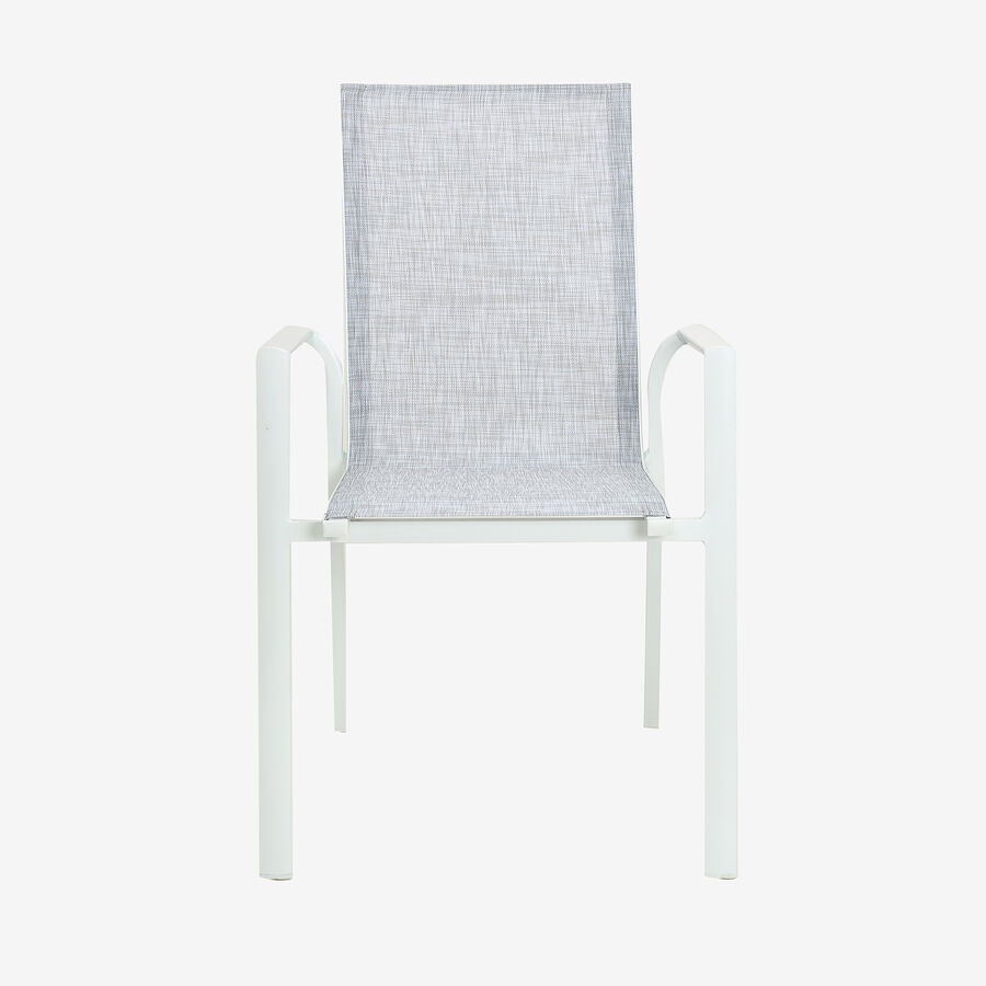 Silla de jardín apilable de aluminio y textilene blanca 58x65x91,5cm