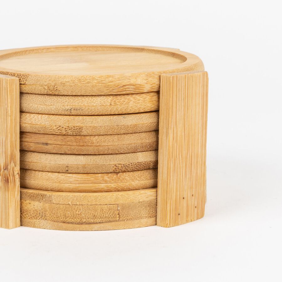 Set de 6 posavasos madera de bambú Ø10cm