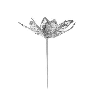 Flor decorativa plateada 30cm