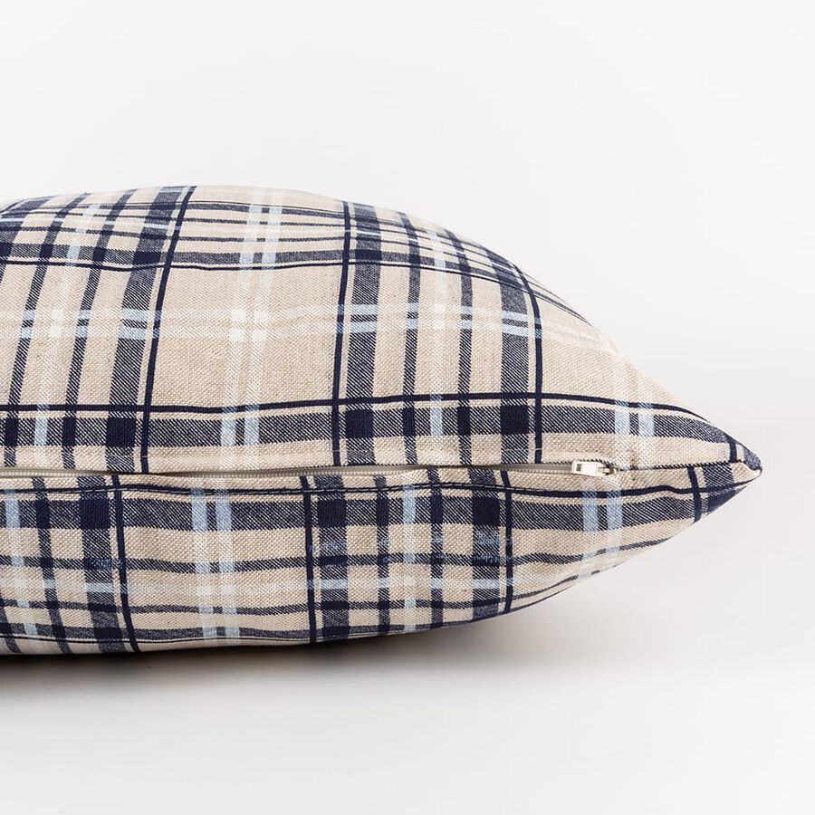Funda de cojín de cuadros azul Uxue 45x45cm