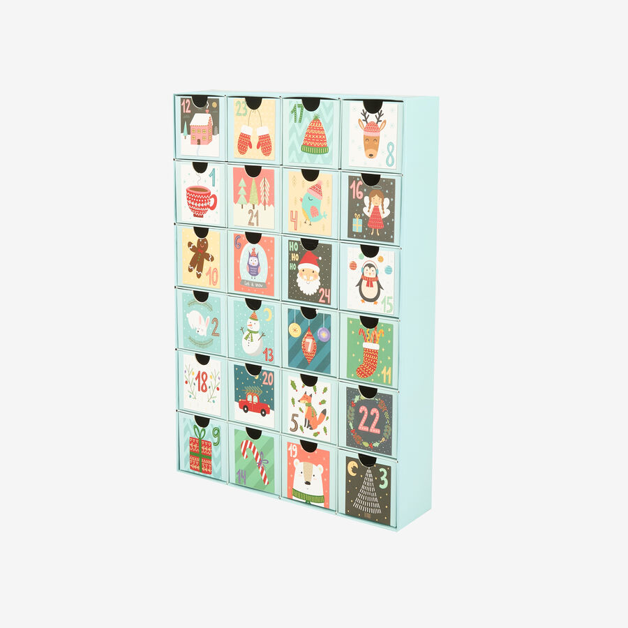 Calendario de adviento de cartón Dibujos Navideños 38cm