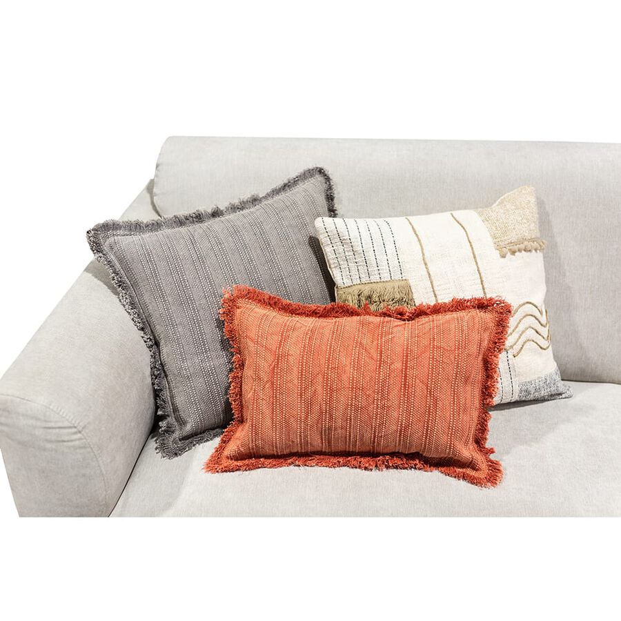 Funda de cojín gris y marfil de algodón 45x45cm