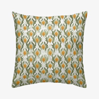 Funda de cojín de algodón verde y naranja cuadrada Tarka 45x45cm