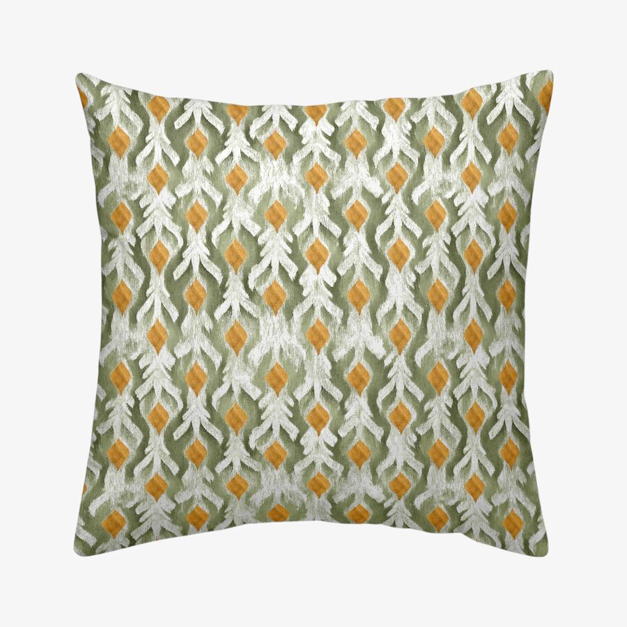 Funda de cojín de algodón verde y naranja cuadrada Tarka 45x45cm